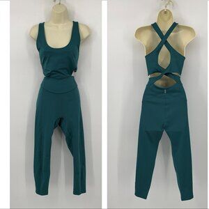 FP Free People Movement Back it up active one piece jumpsuit green cutout yoga L